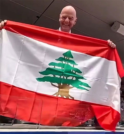 إنفانتينو يرفع العلم اللبناني... ومغتربون يتفاعلون بفخر: لبنان في قلوبنا أينما كنا