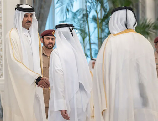 لليوم الثاني على التوالي.. أمير قطر يستقبل قادة وزعماء العالم لتقديم واجب العزاء بوفاة الأمير الوالد الشيخ حمد بن خليفة 